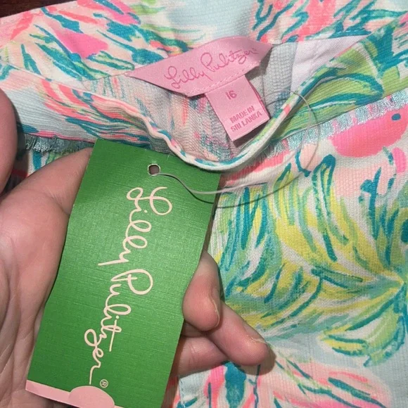 New with tags Lilly Pulitzer size 16 4” Adie Short Seasalt Blue On Parade Print - Picture 4 of 14
